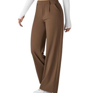 Halara HaloTek Air Brown High Waist Pleated Pull On Pocket Pants Size XS